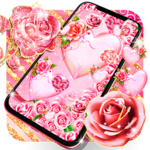 pink rose gold live wallpaper android application logo